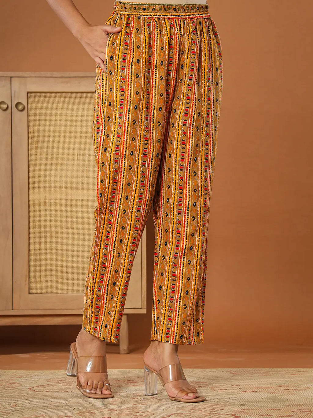 Yufta Cotton Mustard Embroidered Kurta Dupatta Set | Grocsy