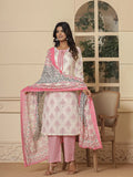 Yufta Cotton Pink And White Kurta Dupatta Set | Grocsy
