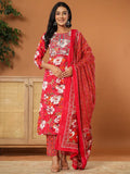 Yufta Cotton Pink Embroidered Kurta Dupatta Set | Grocsy