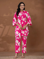 Yufta Cotton Pink Printed Co-Ord Set | Grocsy