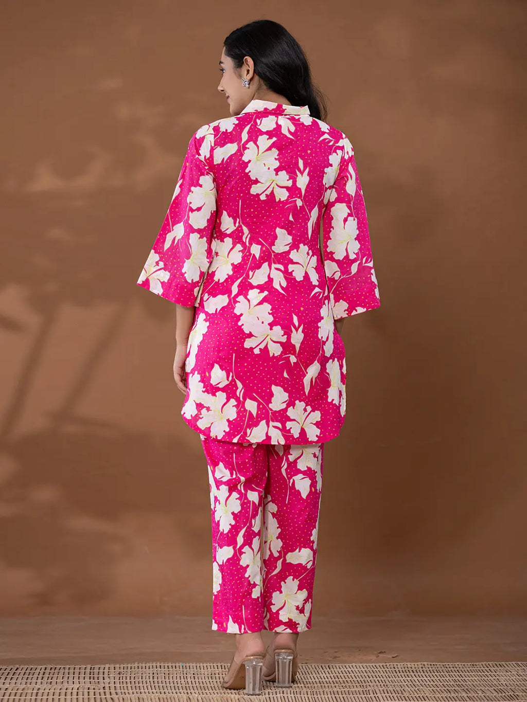 Yufta Cotton Pink Printed Co-Ord Set | Grocsy