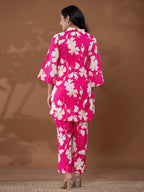 Yufta Cotton Pink Printed Co-Ord Set | Grocsy