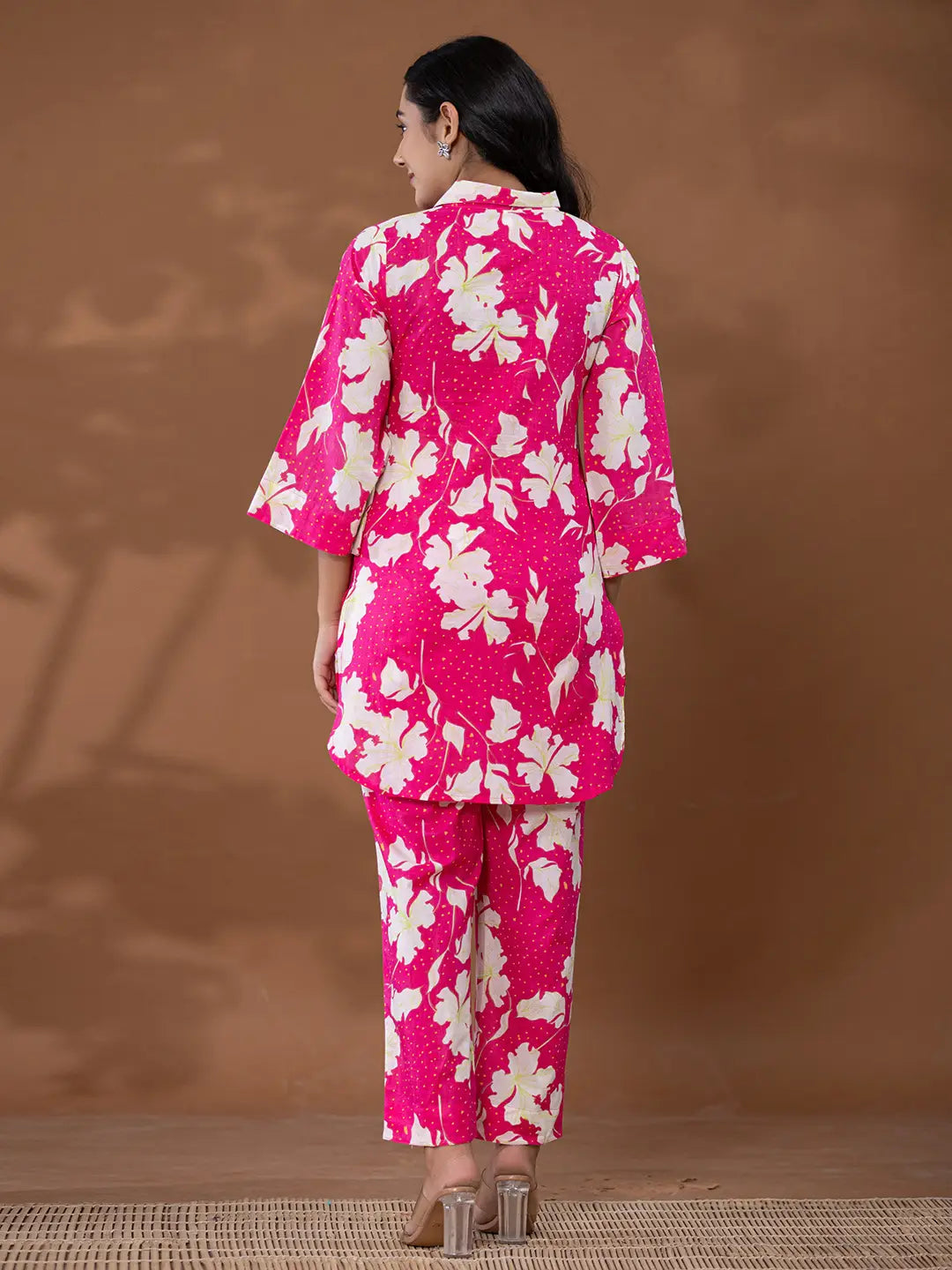 Yufta Cotton Pink Printed Co-Ord Set | Grocsy