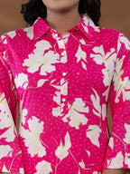 Yufta Cotton Pink Printed Co-Ord Set | Grocsy