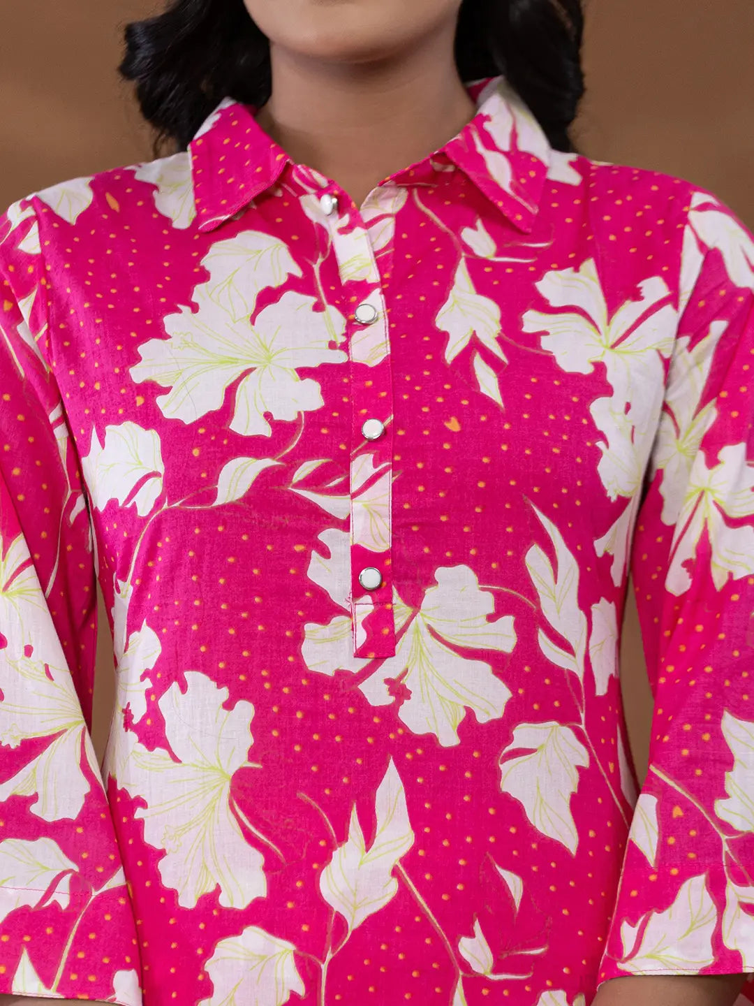 Yufta Cotton Pink Printed Co-Ord Set | Grocsy