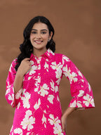Yufta Cotton Pink Printed Co-Ord Set | Grocsy