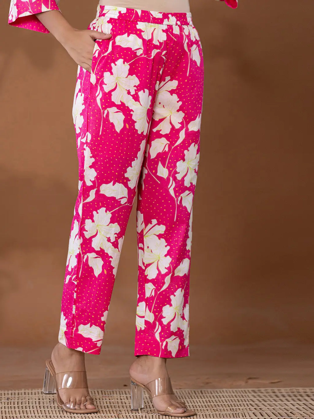 Yufta Cotton Pink Printed Co-Ord Set | Grocsy