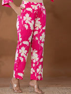 Yufta Cotton Pink Printed Co-Ord Set | Grocsy