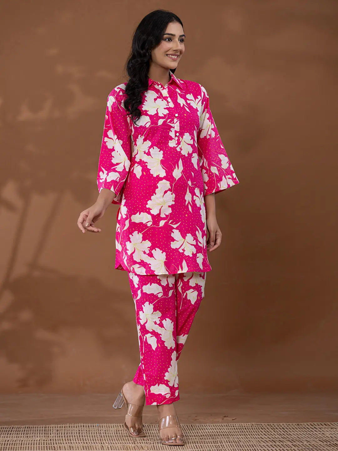 Yufta Cotton Pink Printed Co-Ord Set | Grocsy