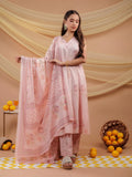 Yufta Cotton Pink Sleeveless Kurta Dupatta Set | Grocsy