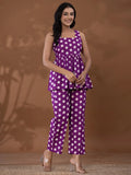 Yufta Cotton Purple Polka Dot Co-Ord Set | Grocsy