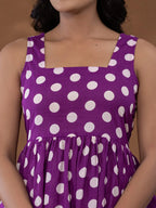 Yufta Cotton Purple Polka Dot Co-Ord Set | Grocsy