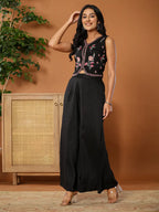 Yufta Cotton Silk Festive Waistcoat Co-Ord Set With Attached Cotton Lining | Grocsy