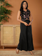 Yufta Cotton Silk Festive Waistcoat Co-Ord Set With Attached Cotton Lining | Grocsy