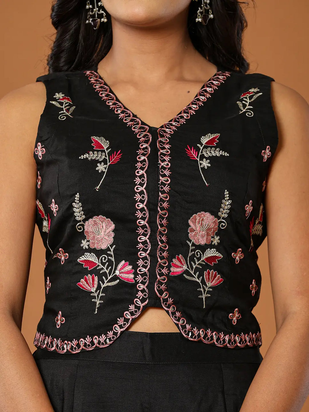 Yufta Cotton Silk Festive Waistcoat Co-Ord Set With Attached Cotton Lining | Grocsy