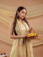 Yufta Cotton Yellow Sleeveless Kurta Dupatta Set | Grocsy