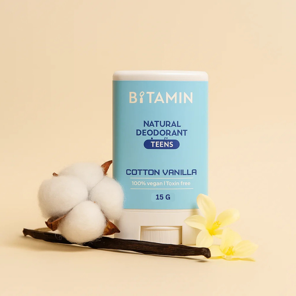 Bitamin Cotton Vanilla Teens Natural Deodorant Roll On Stick | Grocsy
