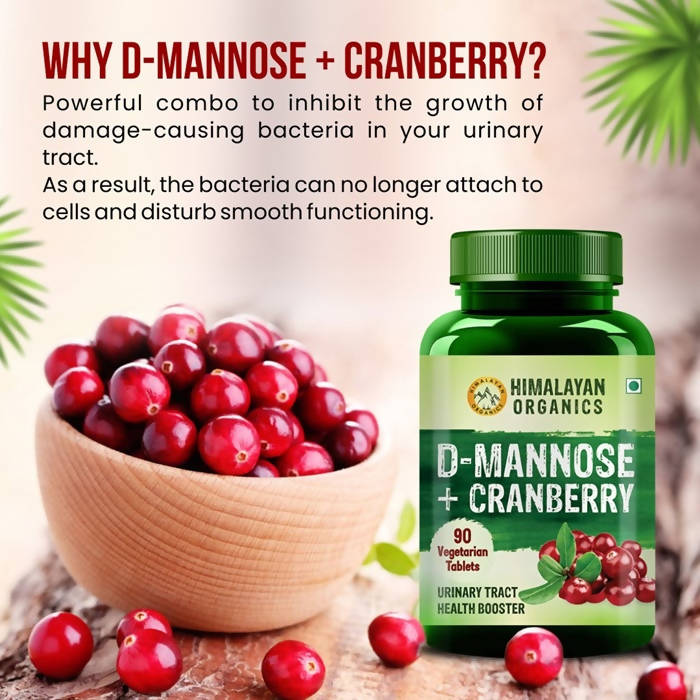Himalayan Organics D-Mannose + Cranberry Vegetarian Capsules | Grocsy