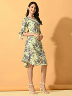 Myshka Women's Lime Green A-Line Party Dress | Grocsy