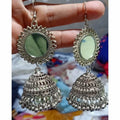 MS Fashion India Antique Silver Oxidized Mirror Jhumki Earring | Grocsy