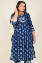 Aramya Blue Soft Cotton Floral Straight Kurta for Women | Grocsy