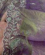 KC Heavy Embroidery Worked Two Ton Moss Silk Purple Suit For Women | Grocsy