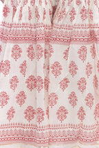Mominos Fashion Cotton Block Print With Lace Work Off White Red Color Prints Palazzo | Grocsy