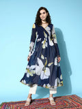 Ahalyaa Women's Traditional wear Kurta - Navy Blue | Grocsy