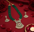 Jewel City Stunning Handcrafted Green Beaded Necklace And Earrings Set | Grocsy