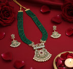 Jewel City Stunning Handcrafted Green Beaded Necklace And Earrings Set | Grocsy