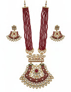 Jewel City Stunning Handcrafted Maroon Beaded Necklace And Earrings Set | Grocsy