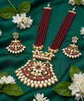 Jewel City Stunning Handcrafted Maroon Beaded Necklace And Earrings Set | Grocsy