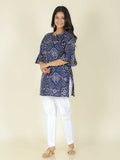 Aramya Straight Soft Cotton Bandhani Print Women's Kurta - Blue | Grocsy