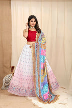 DEIANA'S Beautiful Pure Chinon Jari Silk Weaving Lehengha Choli - White | Grocsy