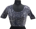 Vamika Grey Velvet Sequence Blouse | Grocsy