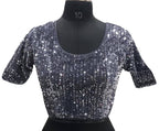 Vamika Grey Velvet Sequence Blouse | Grocsy