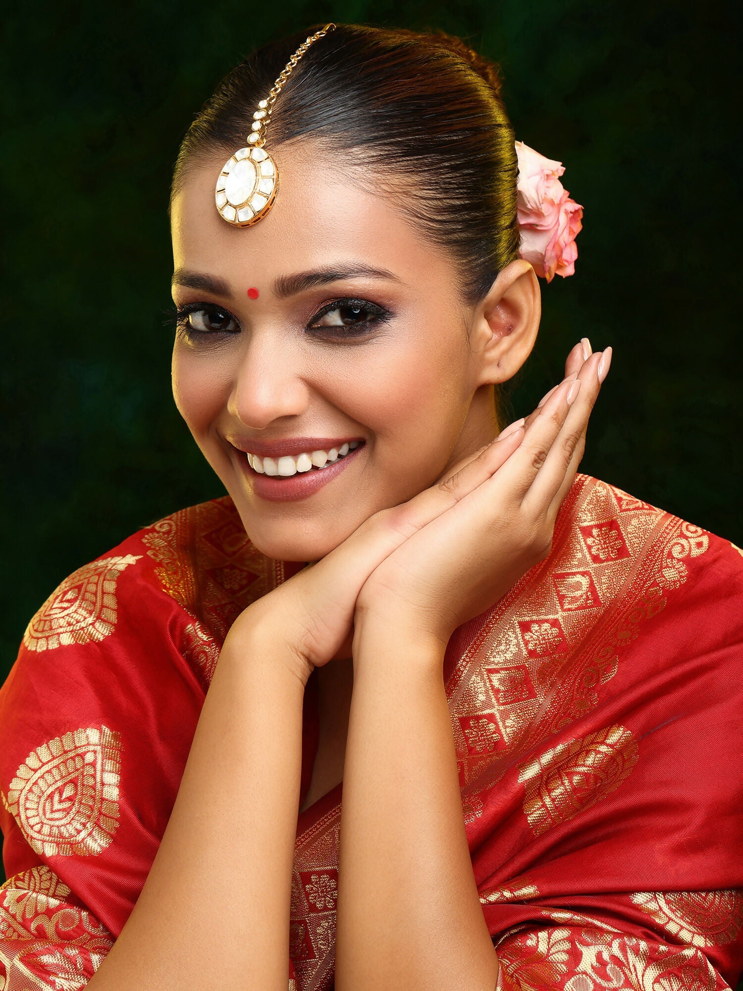 Ruby Raang 22k Gold Polished Kundan Maang Tikka | Grocsy