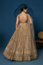 Brown Soft Netzari Embroidery Work Lehenga Choli - Jihu Culture | Grocsy