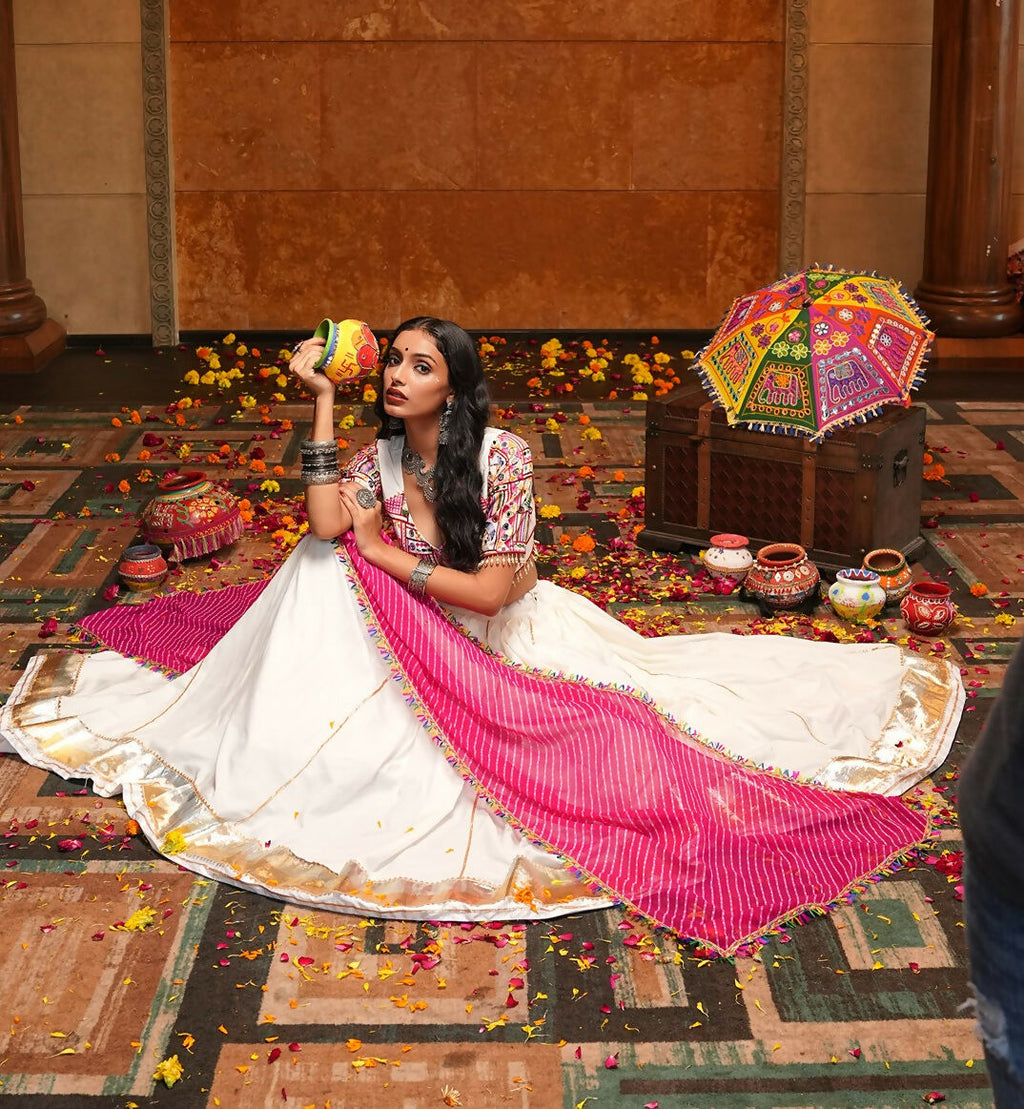 AI Fashion Off White Crepe Designer Navratri Wear Lehenga Choli Collection | Grocsy