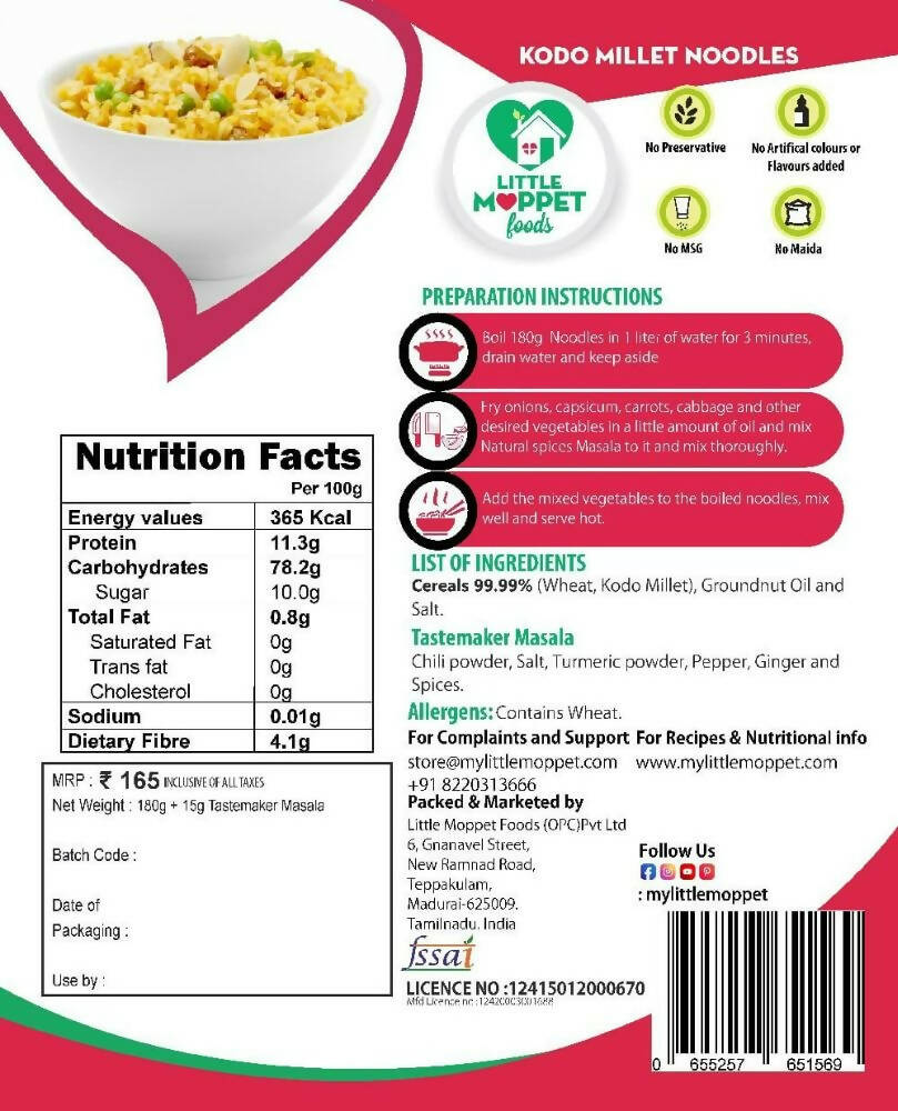 Little Moppet Foods Kodo Millet Noodles | Grocsy