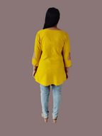 Jaitra Apparels Women Printed Pure Cotton Straight Kurta (Yellow) | Grocsy
