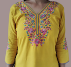 Jaitra Apparels Women Printed Pure Cotton Straight Kurta (Yellow) | Grocsy