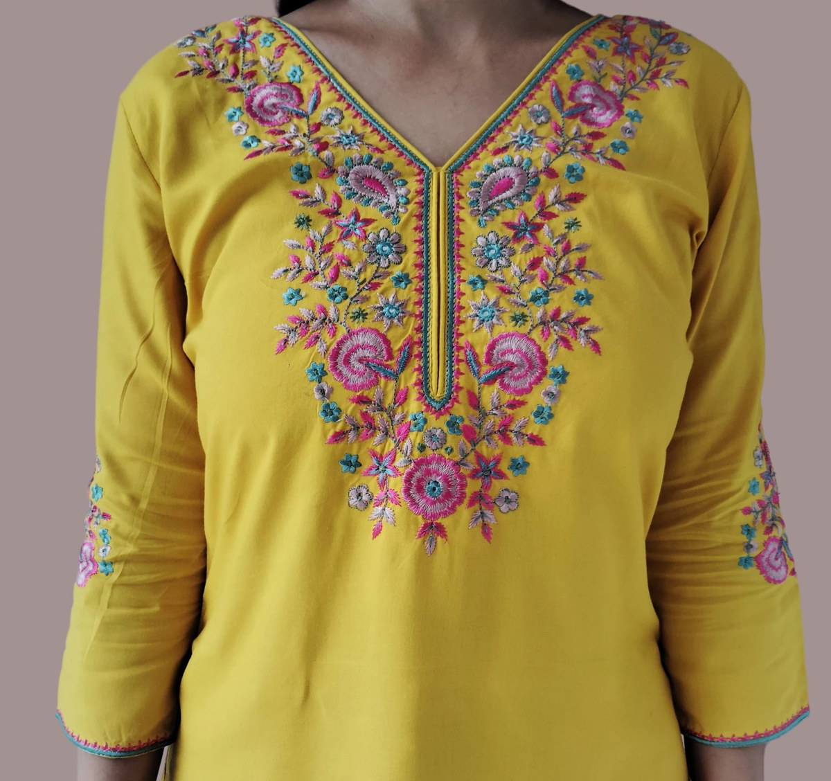 Jaitra Apparels Women Printed Pure Cotton Straight Kurta (Yellow) | Grocsy