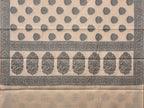 Cream and Black Cut Work Sico Cotton Saree with Body Buta and Border Design - Global Threads | Grocsy