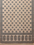 Cream and Black Cut Work Sico Cotton Saree with Body Buta and Border Design - Global Threads | Grocsy