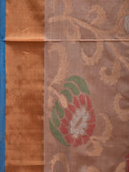 Cream and Blue Uppada Silk Handloom Saree with All Over Design - Global Threads | Grocsy