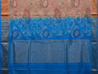 Cream and Blue Uppada Silk Handloom Saree with All Over Design - Global Threads | Grocsy