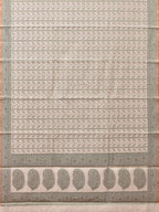 Cream and Light Green Cut Work Sico Cotton Saree with All Over and Border Design - Global Threads | Grocsy