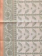 Cream and Light Green Cut Work Sico Cotton Saree with All Over and Border Design - Global Threads | Grocsy