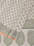 Cream and Light Green Cut Work Sico Cotton Saree with All Over and Border Design - Global Threads | Grocsy